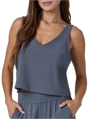 Vuori Villa Cropped Tank in Azure S